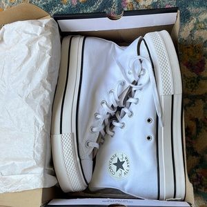 White high top platform converse